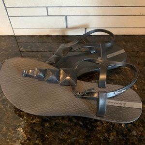EUC Ipanema Jeweled Black Sandals Size 7